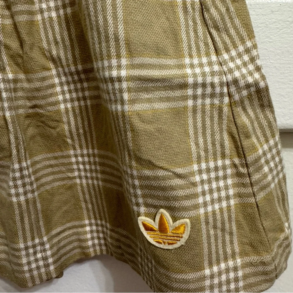 Adidas Originals Beige Plaid Pleated Skirt with Logo (S)